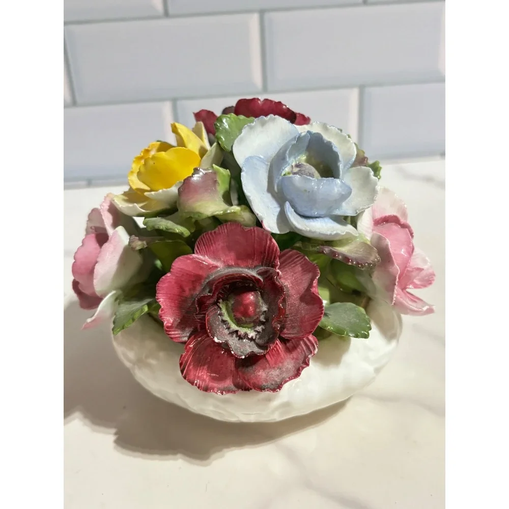 Vintage Aynsley England Bone China Flower Bouquet Figurine Hand Painted Floral